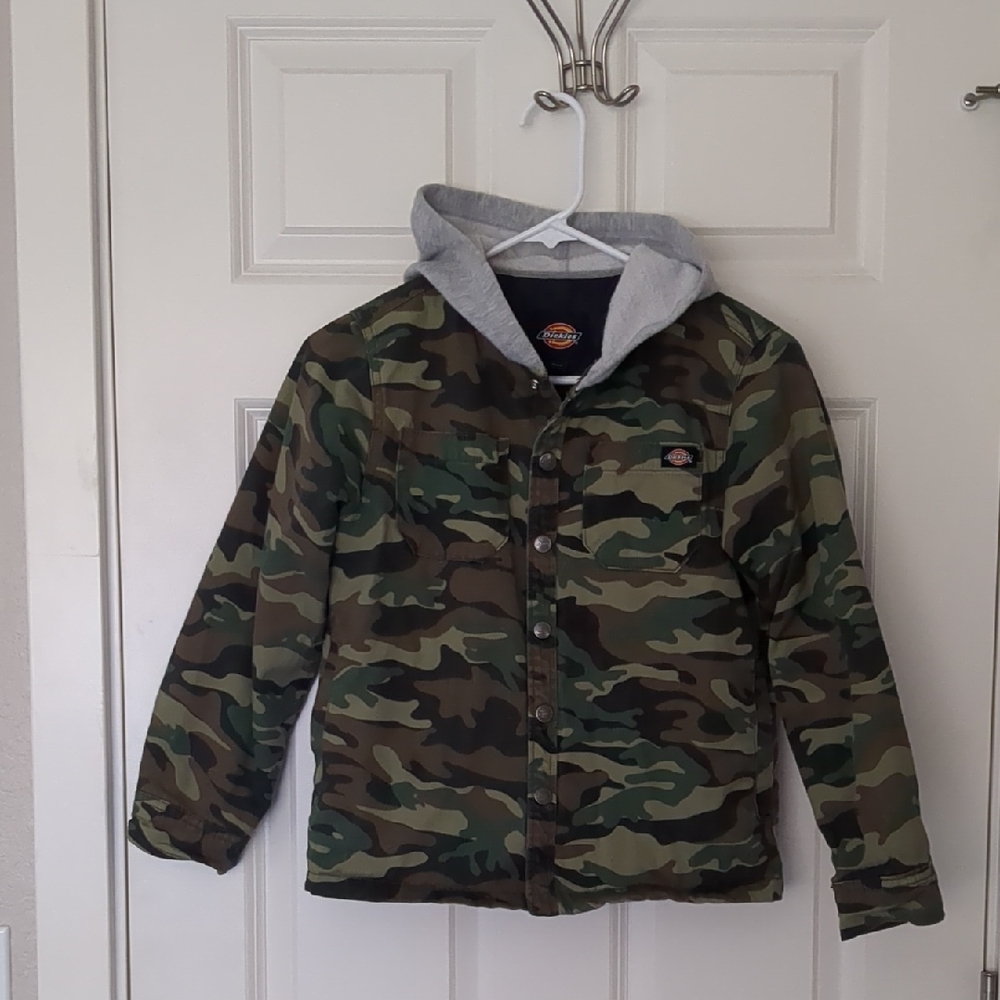 Dickies Green Camo Jacket with Gray Hood